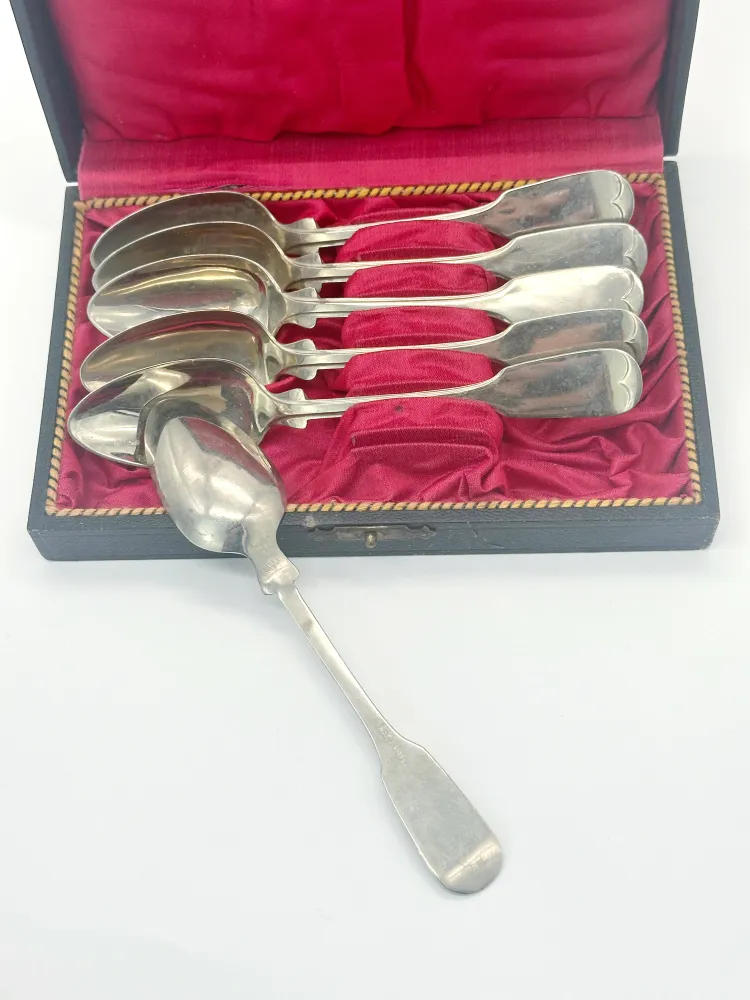 6 antike Jugendstil-Löffel von Clarfeld & Springmeyer Originalbox