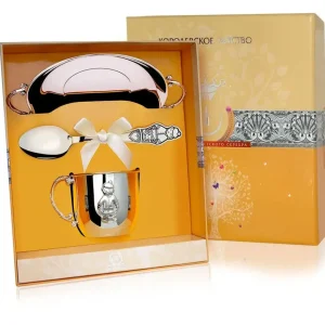 Baby Geschenkset 925 Silber Junge – Tasse, Löffel & Teller