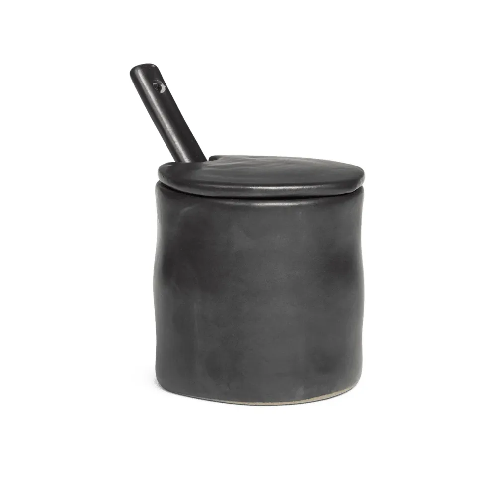 Behälter mit Löffel FLOW schwarz