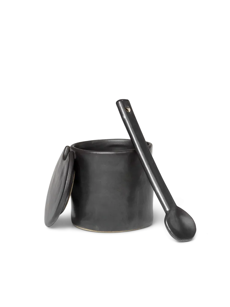 Behälter mit Löffel FLOW schwarz