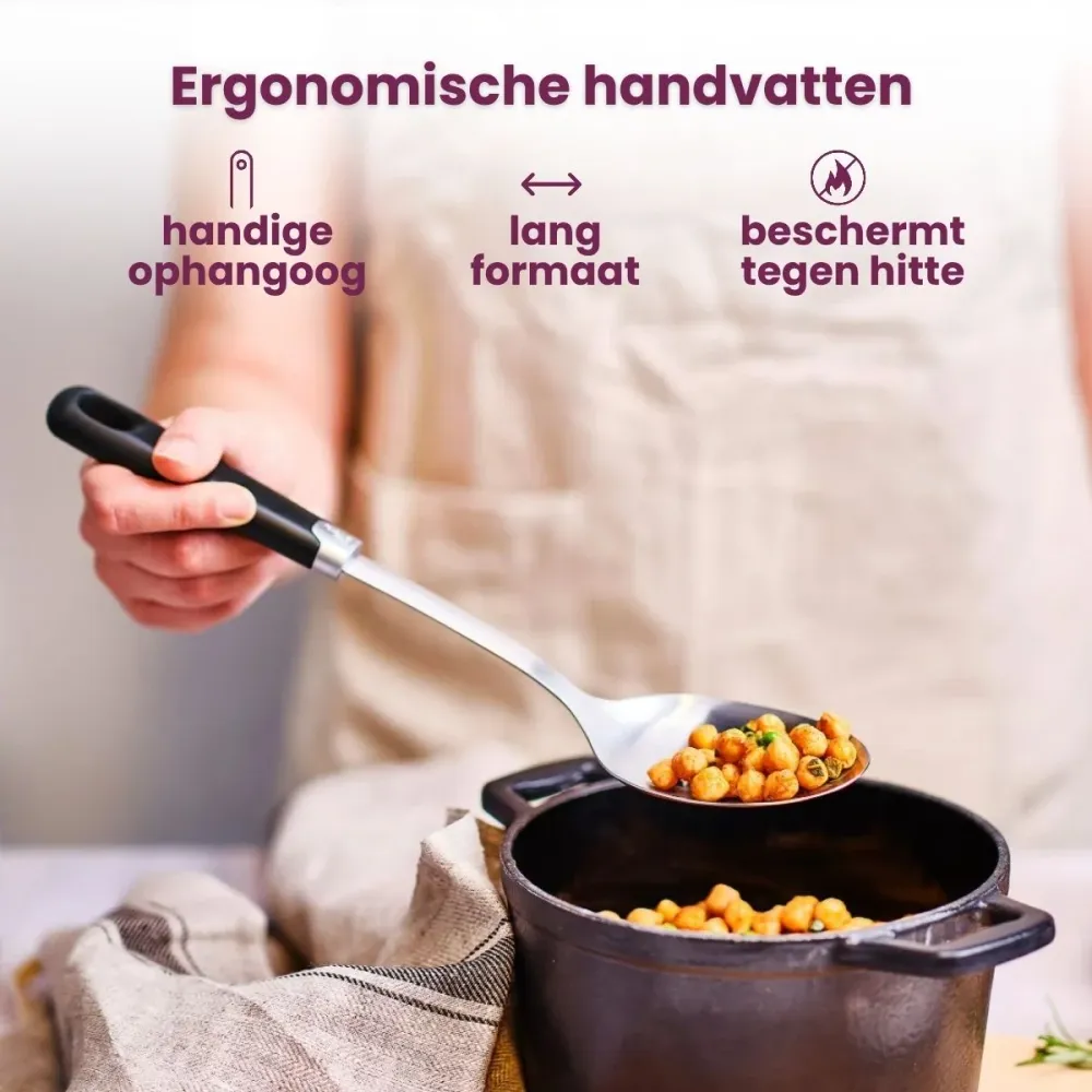 Cosy & Trendy Servierlöffel - Schaumkelle - Löffel mit Öffnungen - Delish - RVS Schwarz