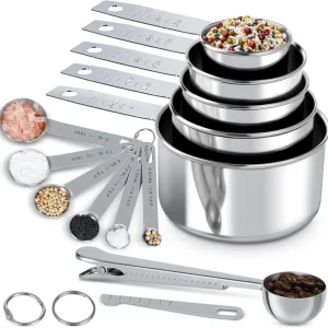 Edelstahl Messbecher und Löffel Set, 13-teilig, für