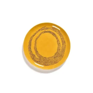 FEAST Teller L gelb Swirl-Dots schwarz von Ottolenghi Serax D26,5xH2cm