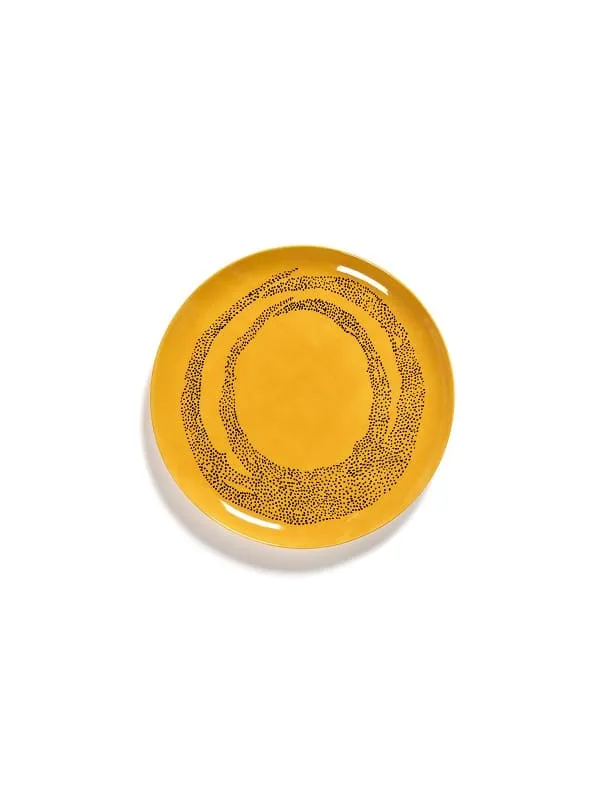 FEAST Teller L gelb Swirl-Dots schwarz von Ottolenghi Serax D26,5xH2cm