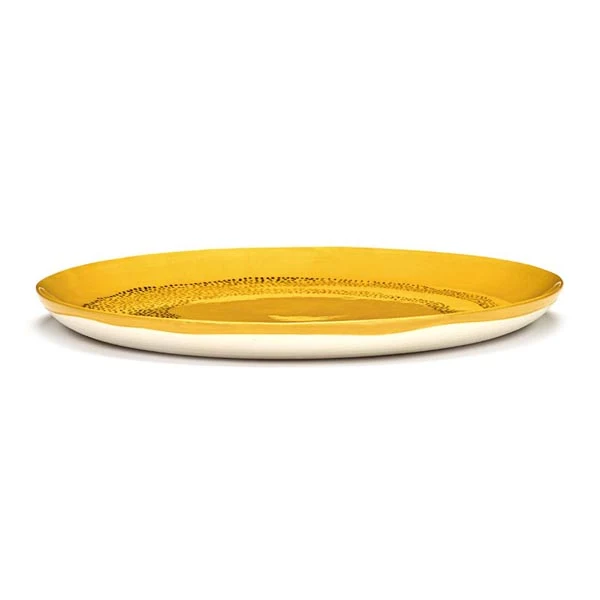 FEAST Teller L gelb Swirl-Dots schwarz von Ottolenghi Serax D26,5xH2cm