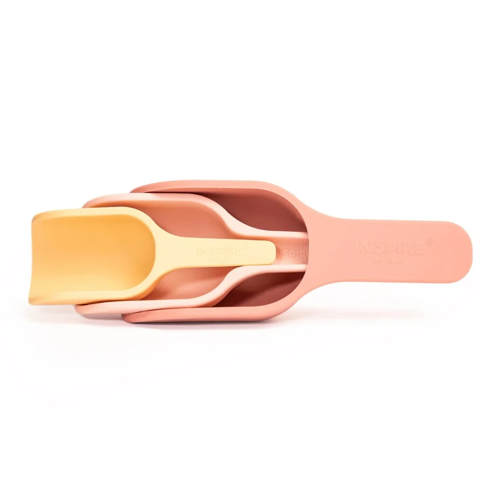 Inspire My Play Silikon Spiel Löffel Coral/Yellow 3pcs