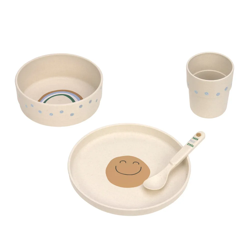 Lässig - Kindergeschirr Set (Teller - Schüssel - Becher - Löffel) - Happy Rascals, Smile