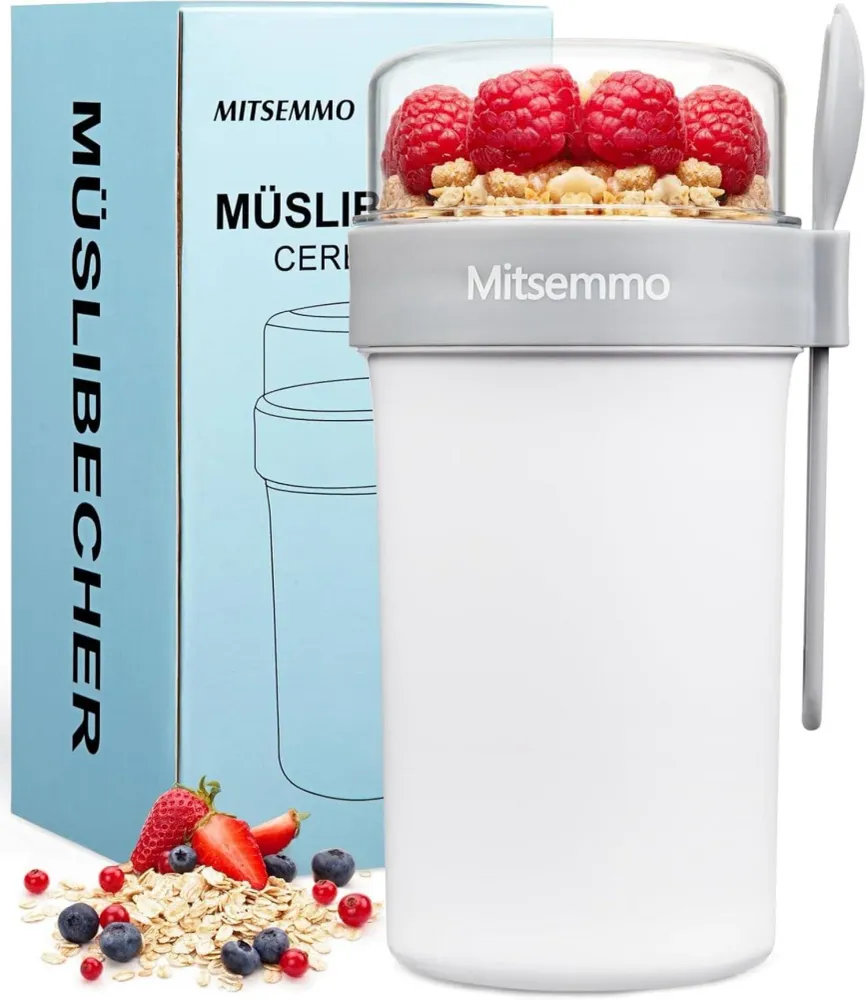 Müslibecher to Go 760ml & 230ml Joghurtbecher Löffel