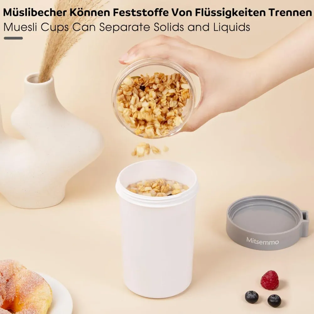 Müslibecher to Go 760ml & 230ml Joghurtbecher Löffel