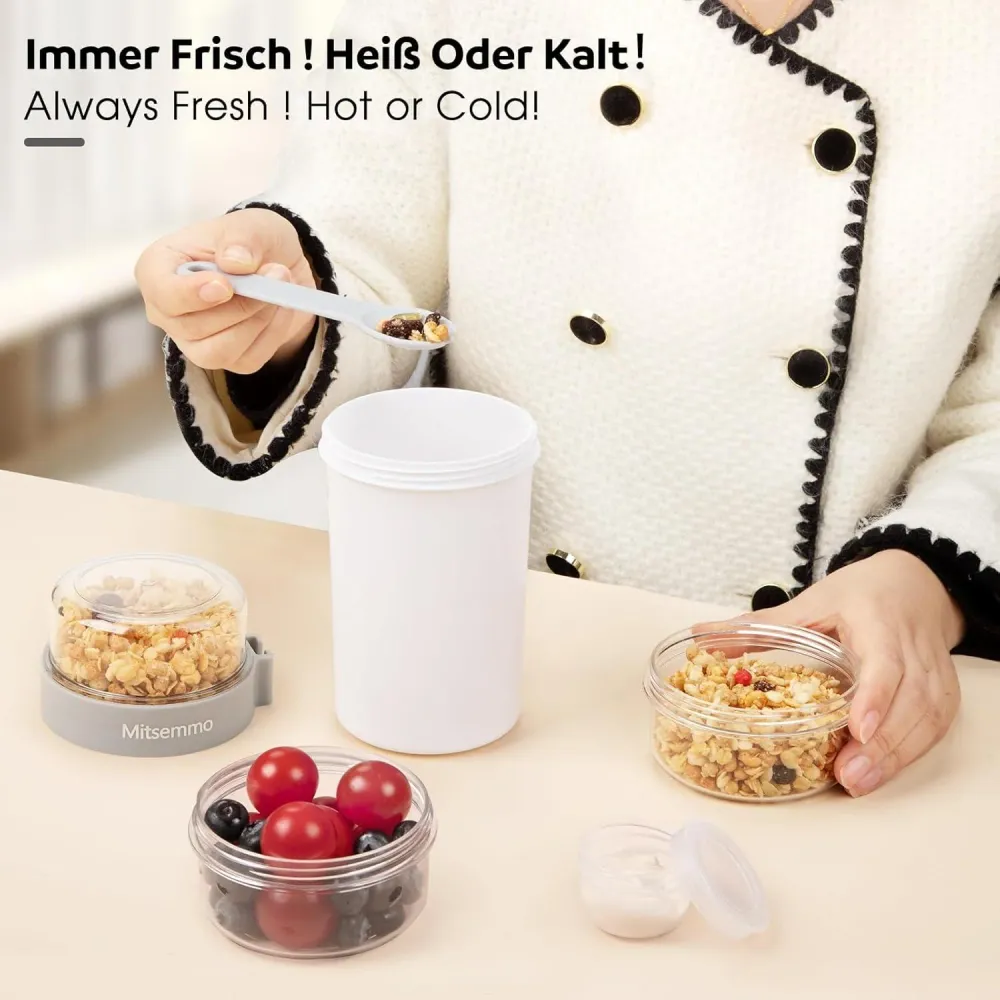 Müslibecher to Go 760ml & 230ml Joghurtbecher Löffel