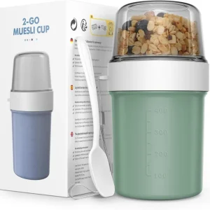 Müslibecher to Go mit Löffel 560ml+310ml Auslaufsicherer