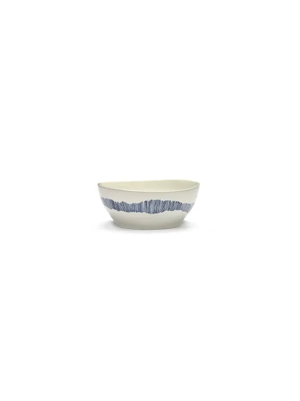 Ottolenghi Schüssel L weiß Swirl-Stripes blau FEAST Serax D18xH8cm
