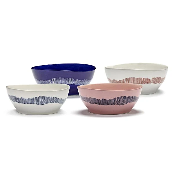 Ottolenghi Schüssel L weiß Swirl-Stripes blau FEAST Serax D18xH8cm