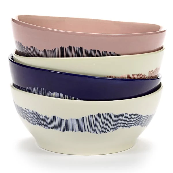 Ottolenghi Schüssel L weiß Swirl-Stripes blau FEAST Serax D18xH8cm