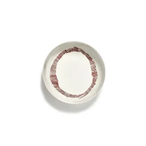 Ottolenghi Teller hoher Rand weiß Swirl-Stripes rot FEAST Serax D22xH4cm