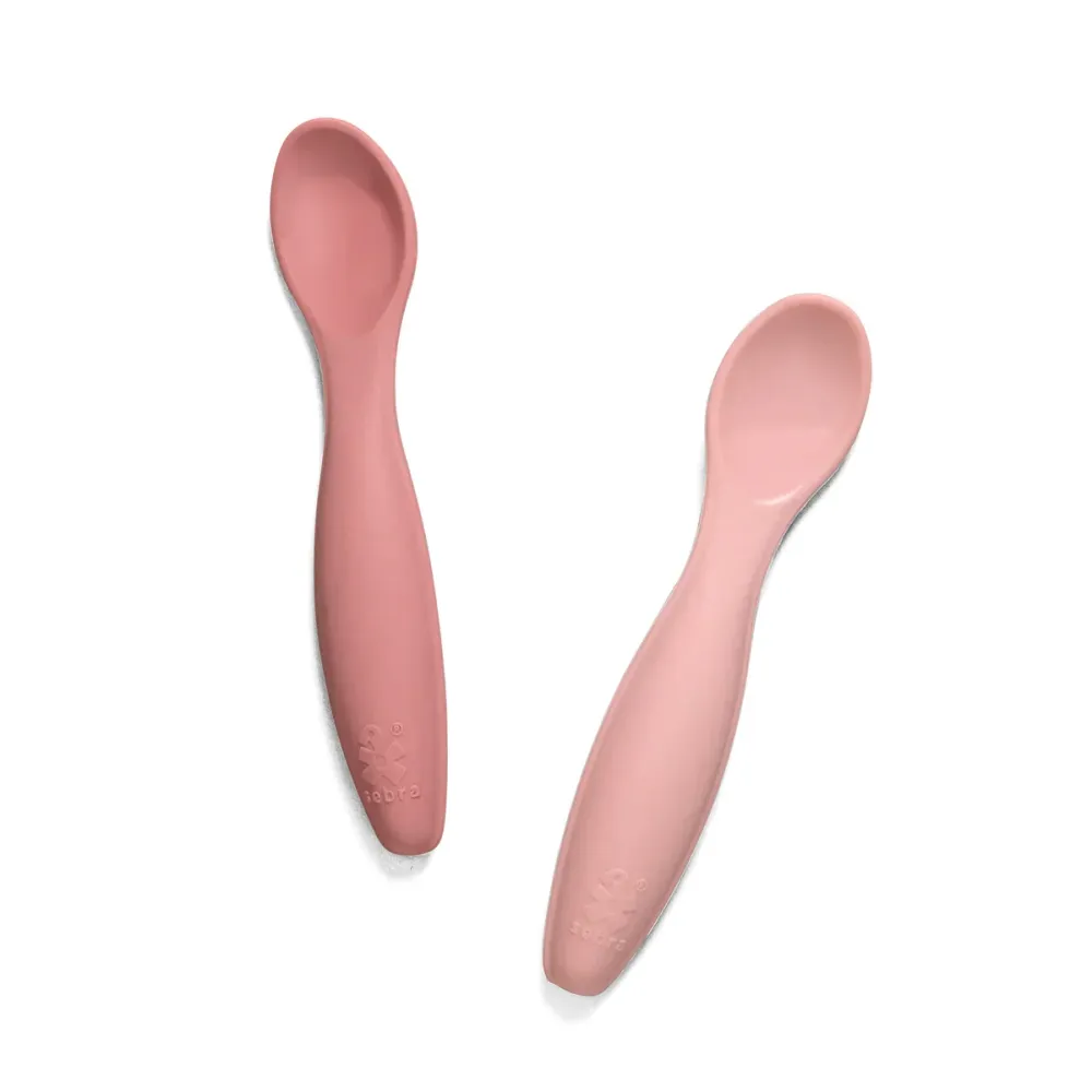 Sebra Baby Löffel Silikon Löffel Set Blossom rosa 2 Stück