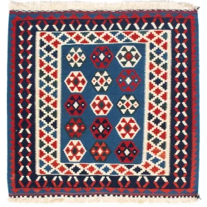 Kelim Teppich - Oriental 102 x 100 cm - blau