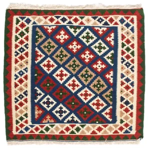 Kelim Teppich - Oriental 103 x 100 cm - dunkelblau