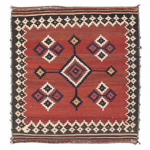Kelim Teppich - Oriental 144 x 132 cm - dunkelrot