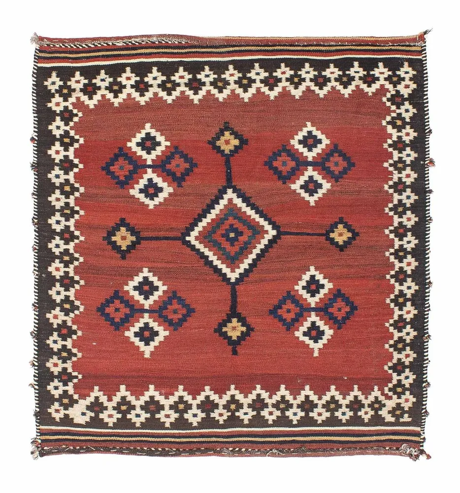 Kelim Teppich - Oriental 144 x 132 cm - dunkelrot