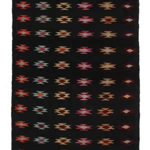 Kelim Teppich - Splash 195 x 85 cm - schwarz