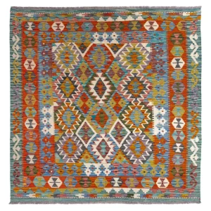 Kelim Teppich - Splash quadratisch - 154 x 152 cm - mehrfarbig