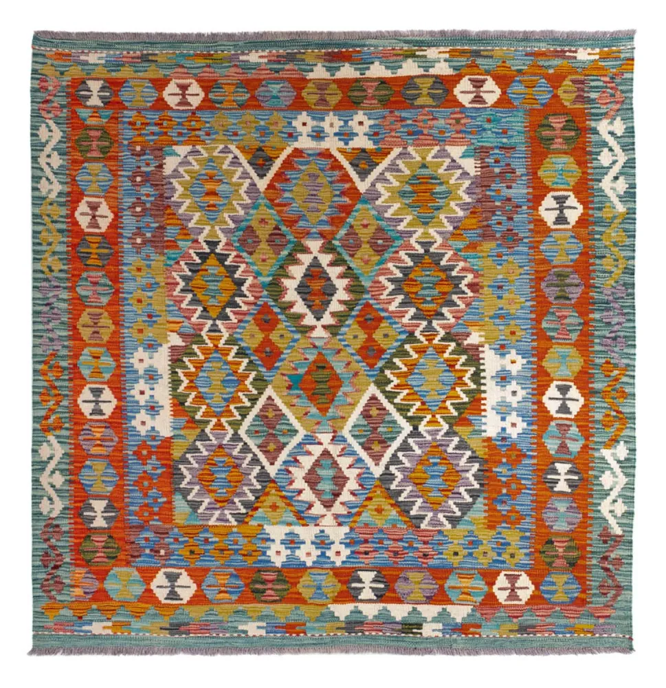 Kelim Teppich - Splash quadratisch - 154 x 152 cm - mehrfarbig
