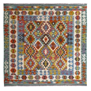 Kelim Teppich - Splash quadratisch - 154 x 154 cm - mehrfarbig