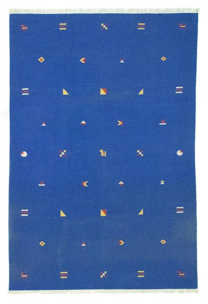 Kelim Teppich - Trendy 300 x 200 cm - blau