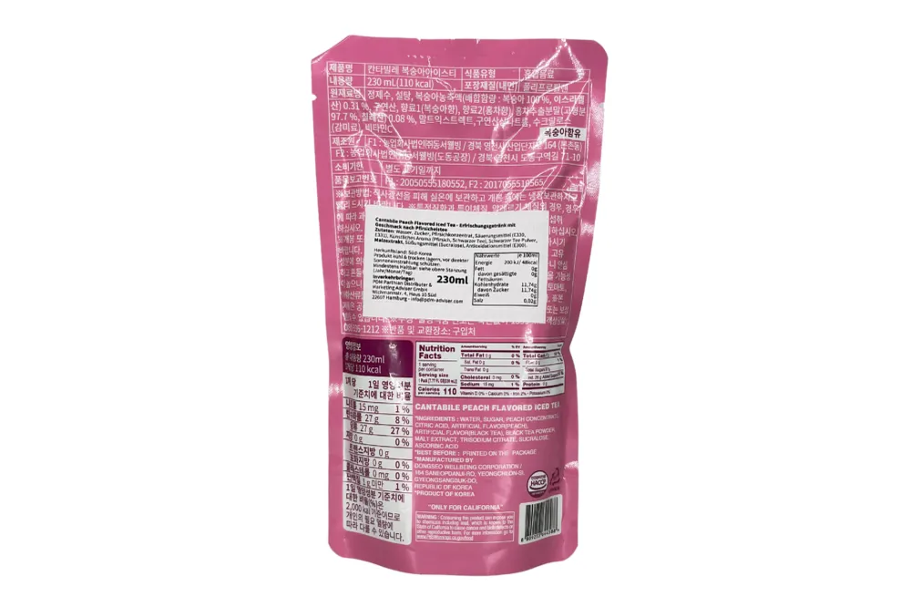 Cantabile Peach Flavored Iced Tea, VPE: 230ml, VKE: 10x230ml