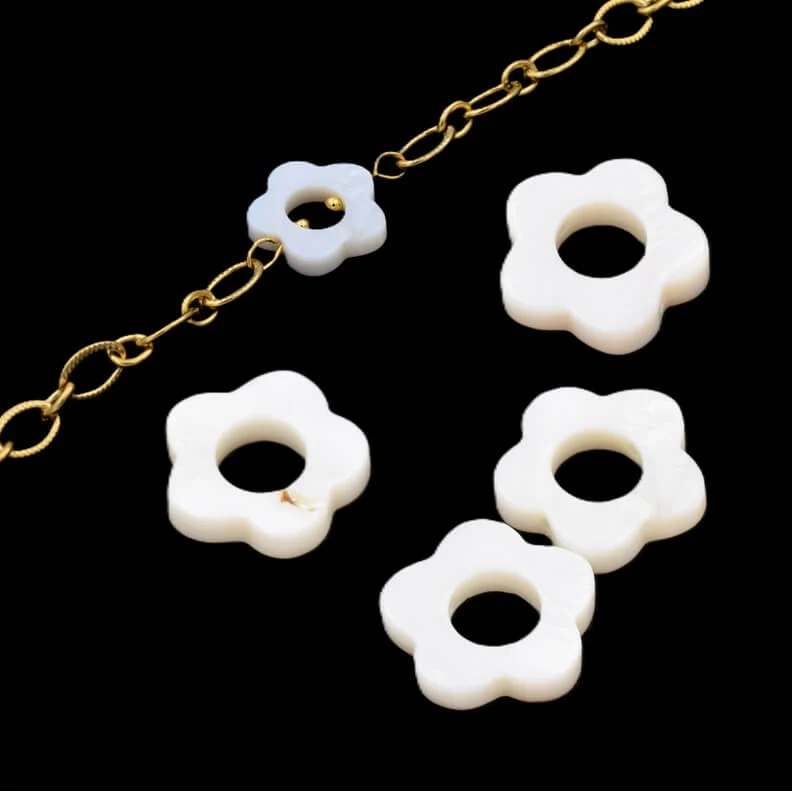 Muschelförmige Perle Blumenform 15 x 2.5 mm – Loch: 6 mm (4)