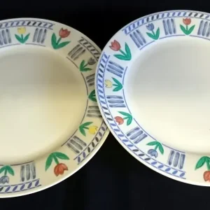2er Set DESSERTTELLER "Stella" - Porzellan, Abstrakt Striche Linien Flora Blumen Blüten Pflanzen Motiv Dekor