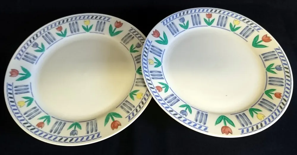 2er Set DESSERTTELLER "Stella" - Porzellan, Abstrakt Striche Linien Flora Blumen Blüten Pflanzen Motiv Dekor