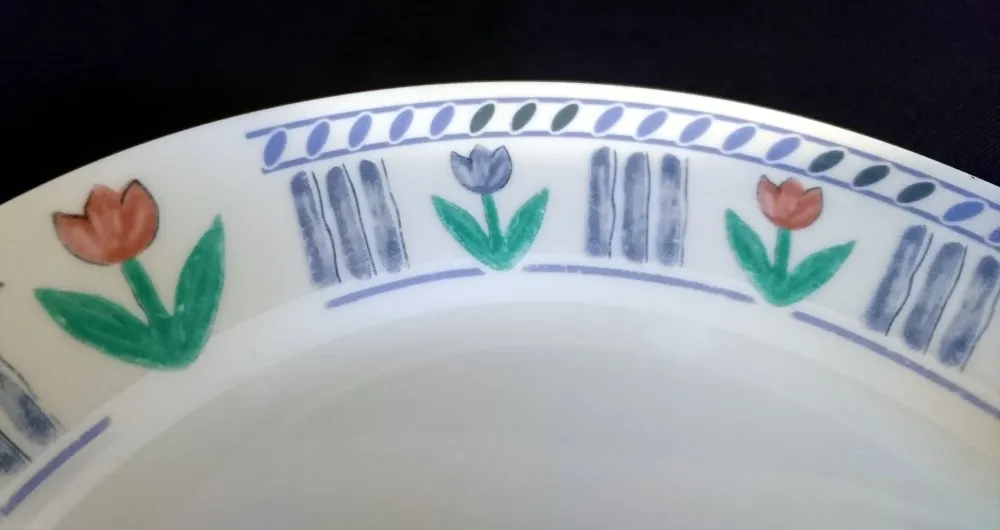 2er Set DESSERTTELLER "Stella" - Porzellan, Abstrakt Striche Linien Flora Blumen Blüten Pflanzen Motiv Dekor