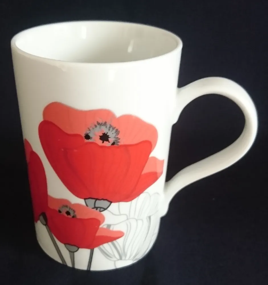 2er Set KAFFEETASSEN - Porzellan, Flora Mohnblumen Blüten Pflanzen Motiv Dekor