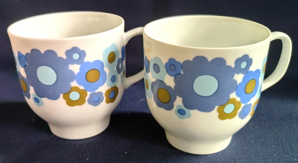 2er Set MOCCA~ KAFFEETASSEN - Porzellan, Flora Blumenblüten Pflanzen Motiv Dekor