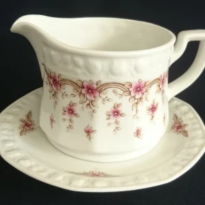 2er Set SAUCIER & UNTERTELLER - Porzellan, Flora Blumenblüten Pflanzen Relief Motiv Dekor