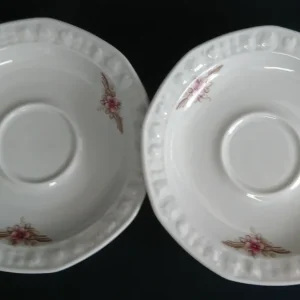 2er Set UNTERTASSEN - Porzellan, Flora Blumenblüten Pflanzen Relief Motiv Dekor