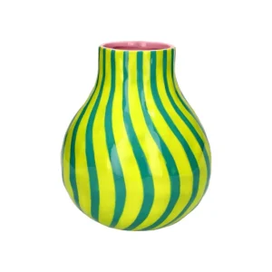 Artisan, Vase, Gestreift, M, grün/türkis