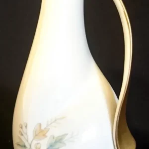 BLUMENVASE MIT GRIFF- Porzellan, Goldrand Griff Flora Pflanzen Blumen Blüten Motiv Dekor