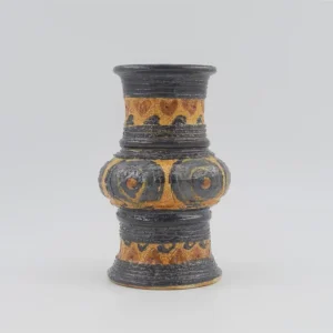 Brutalistische Jette Hellerøe Denmark Studiokeramik Vase 1970s dänische Mid-Century Design ornamentale Kunstkeramik