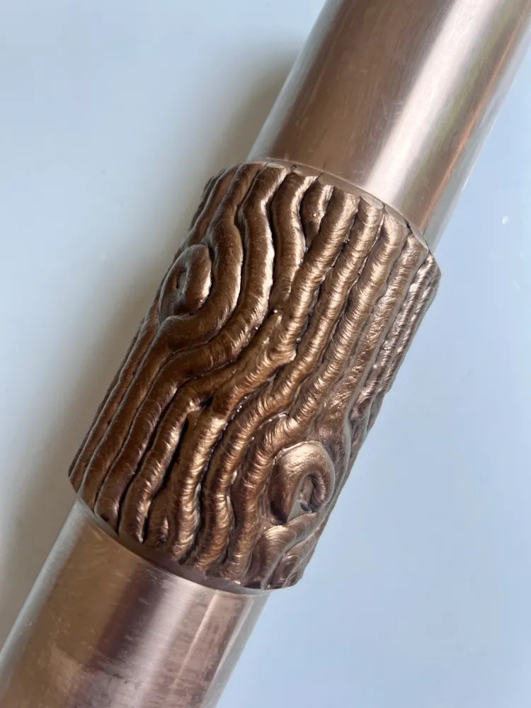 Brutalistische Vase silber Edelstahl 70er