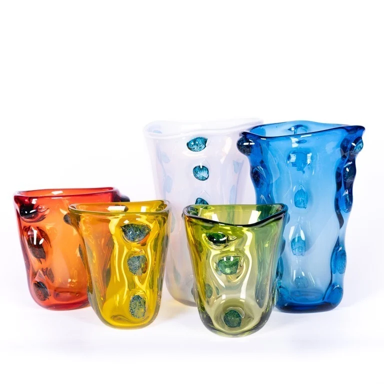 Des Pots | Skulpturale Vase blau aus Glas H 22 Ø 20 cm