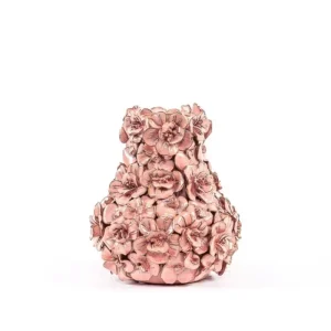 Des Pots | Vase mit Deko-Blumen rosa H 17 Ø 5.5 cm