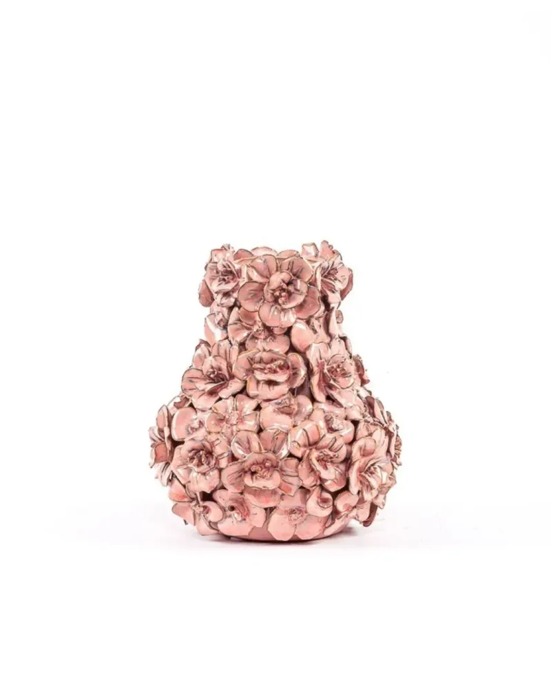 Des Pots | Vase mit Deko-Blumen rosa H 17 Ø 5.5 cm