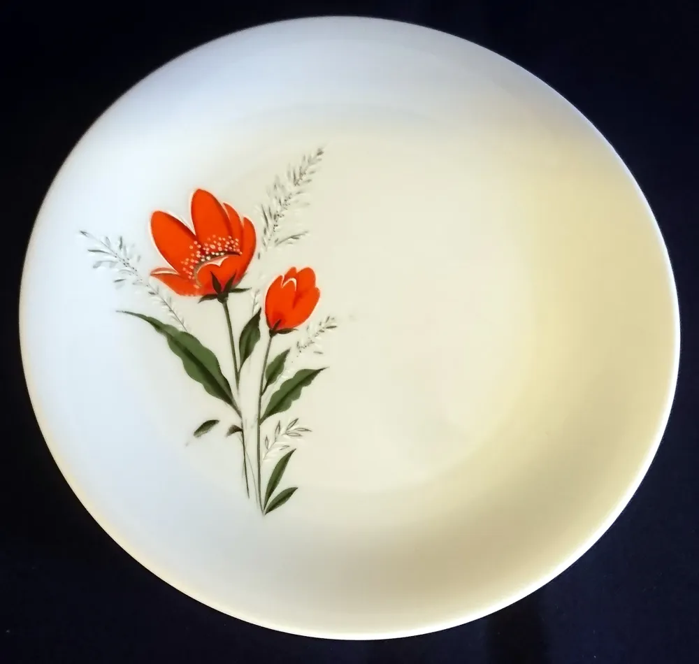 DESSERTTELLER - Porzellan, Flora Pflanzen Mohnblumen Blüten Motiv Dekor