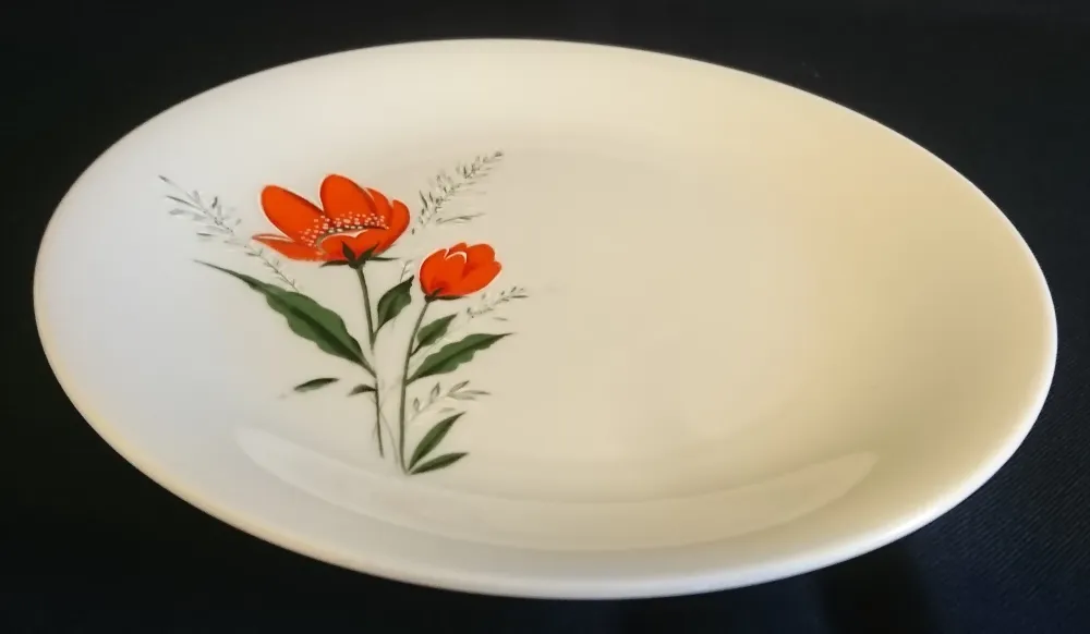 DESSERTTELLER - Porzellan, Flora Pflanzen Mohnblumen Blüten Motiv Dekor
