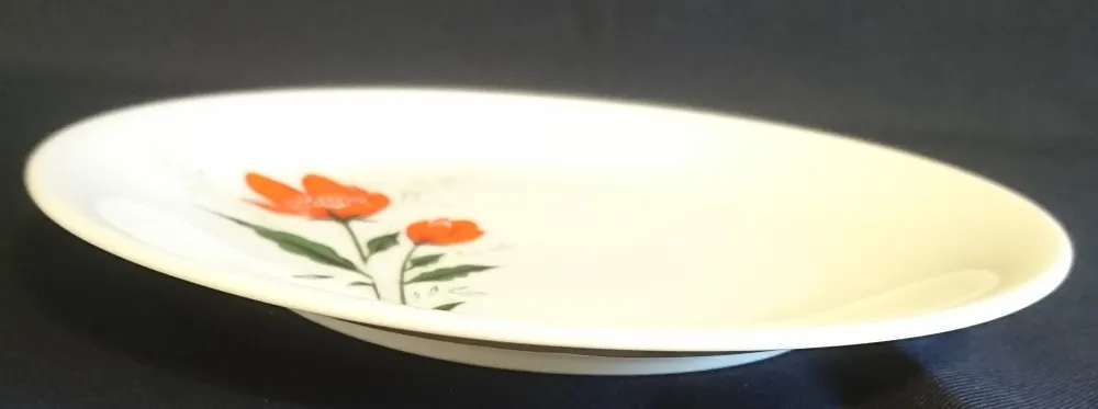 DESSERTTELLER - Porzellan, Flora Pflanzen Mohnblumen Blüten Motiv Dekor