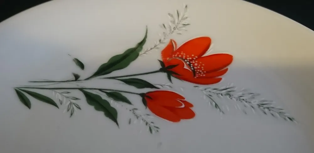 DESSERTTELLER - Porzellan, Flora Pflanzen Mohnblumen Blüten Motiv Dekor