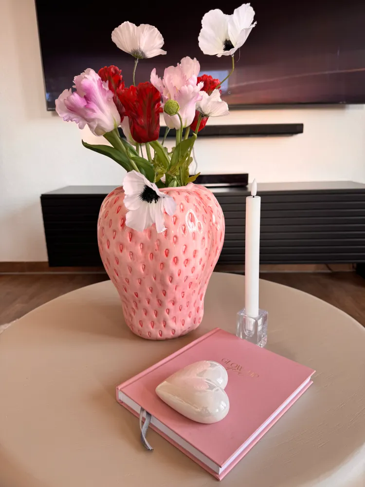 Erdbeer Vase rosa von Countryfield XL